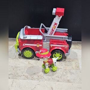 Paw Patrol Marshall Jungle Rescue Fire‎ Truck Vehicle Figure Complete